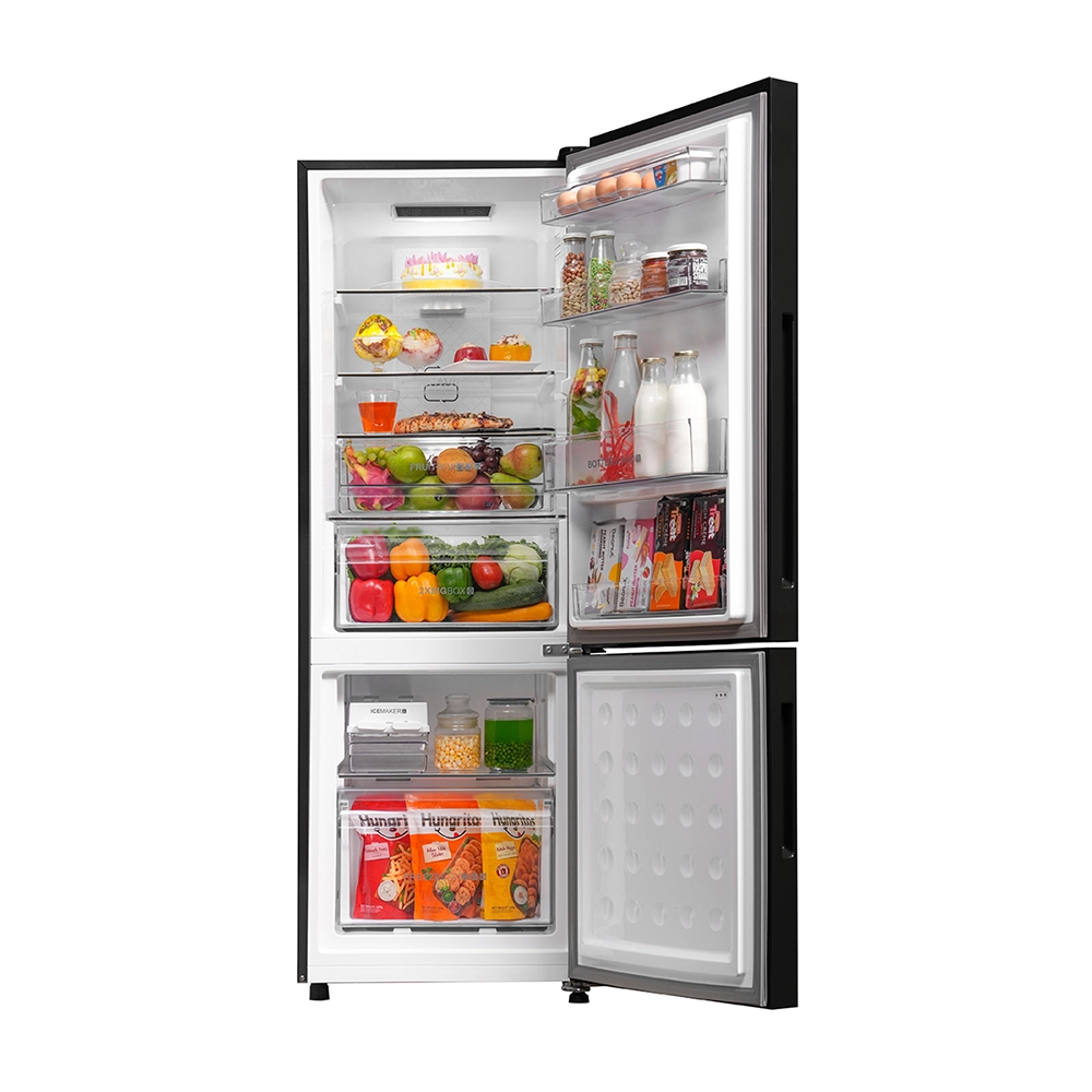 Haier 265L  2 Star  Black Glass Bottom Mount Refrigerator